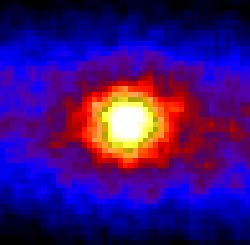 An image of the sun taken with neutrinos that are streaming out of the hot core