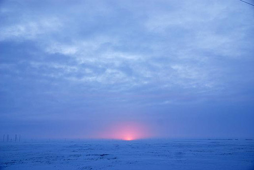 This is the glow of the Sun just below the horizon the day before the Arctic sunrise on Jan. 22nd, 2008.