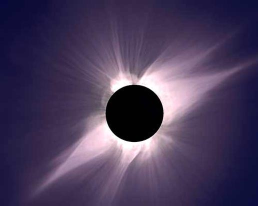 The solar corona  can be seen during total solar eclipses such as this one on seen on Mauna Kea, Hawaii in 1991
