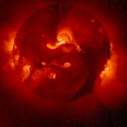 Figure 2:  This image of the corona was taken with the Yohkoh Soft X-Ray Telescope and shows the complex, hot plasmas that make up the corona