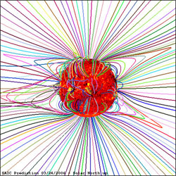 Figure 3: A recent computer model of the sun's magnetic fields in the corona.