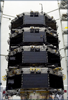 The four satellites of MMS stacked, being prepared for launch