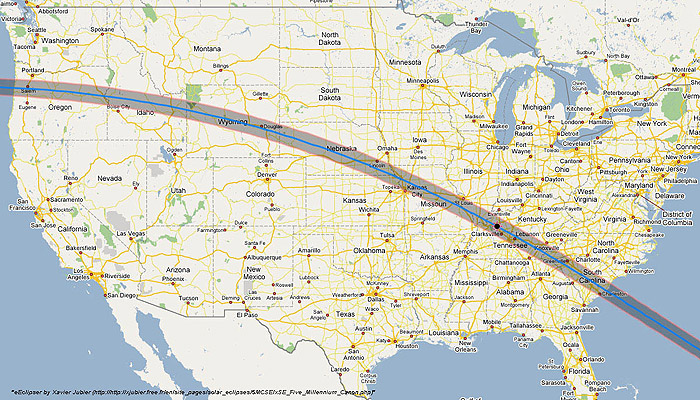 Map of the Eclipse Path of 2017