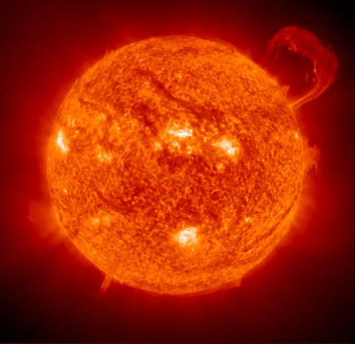 A solar prominence captured on September 14, 1999.