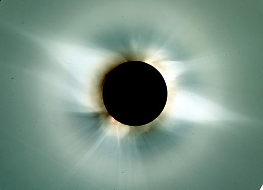 A photograph of the optical corona made with a coronagraph (Courtesy: National Solar Observatory)