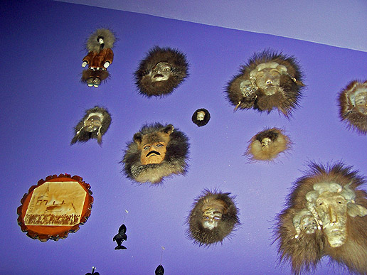 Beautiful Eskimo masks hanging on Bunna's Mother's walls