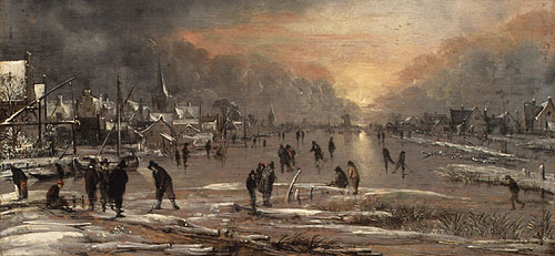 Maunder Minimum - The Maunder Minimum, when few sunspots were observed for nearly 70 years, was also the Little Ice Age in Europe when ice skating on the Themes River in London became  popular. This painting, 