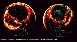 The Quebec Electrical Blackout of 1989. Dynamics Explorer ultraviolet image of the aurora of March 14, 1989