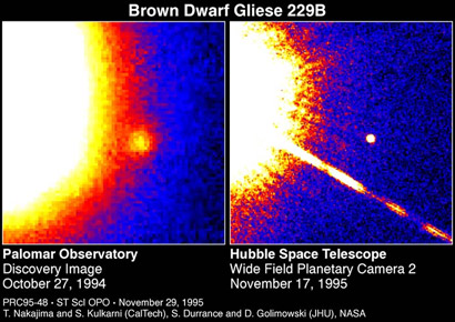 A Brown Dwarf star  Gliese-229B  detected by the Hubble Space Telescope