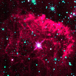 The Pistol Star near the galactic core as seen by the Hubble NICMOS camera in 1997