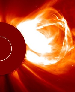 A coronbal mass ejection seen by the SOHO satellite