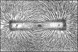 Figure 2: Bar magnet magnetic field showing two poles. (Practical Physics: 1914)