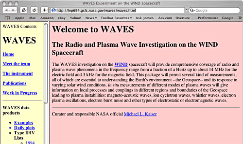 Screenshot of the Wind Waves Website
